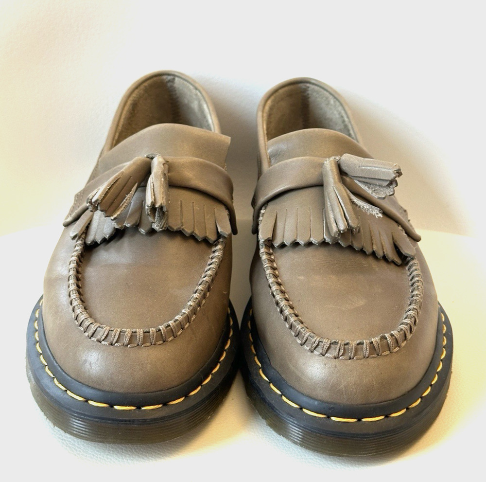 Dr. Martens Adrian YS Olive Carrara Leather Tassel Loafers Men's US 9 30686352